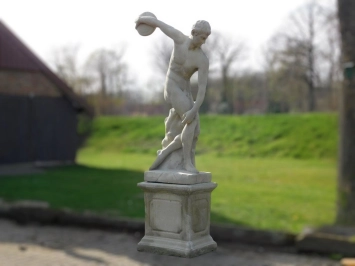 Groot Standbeeld van een Discuswerper - 230 cm - Vintage Gietsteen