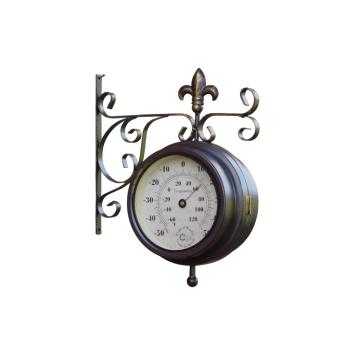 Stationsklok met thermometer – 30 cm – zacht staal en glas