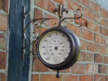 Horloge de gare avec thermomètre – 30 cm – acier doux et verre