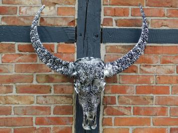 Stierenschedel XL met Skulls - 85 x 80 cm - Polystone