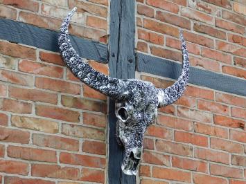 Stierenschedel XL met Skulls - 85 x 80 cm - Polystone