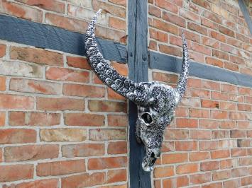 Stierenschedel XL met Skulls - 85 x 80 cm - Polystone
