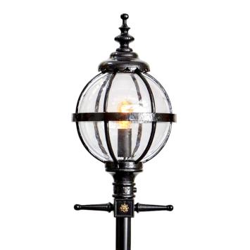 Lantaarnpaal 250 cm - globe lamp - gietijzer - zwart