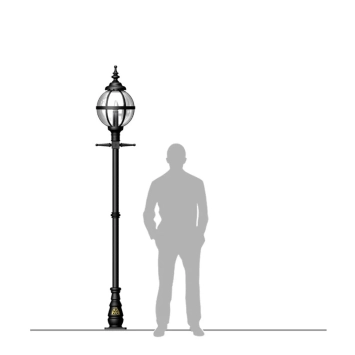 Poteau de lampe 250 cm - globe - fonte - noir