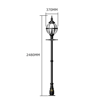 Poteau de lampe 250 cm - globe - fonte - noir