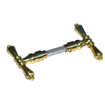 Klinkenset – klassiek T-model – 9 cm – glanzend messing