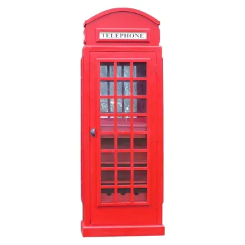 Armoire cabine téléphonique rouge – 200 cm – Meuble à vin style londonien