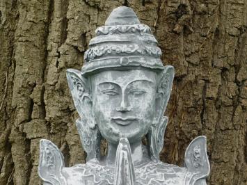 Statue Tempelbewahrer - Grau mit Weiß - Polystone 