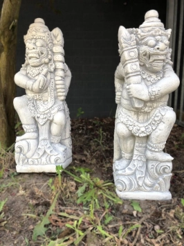 Set van 2 tempelwachters - steen - 65 cm - Balinese krijgers
