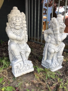 Set van 2 tempelwachters - steen - 65 cm - Balinese krijgers