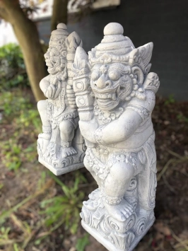 Lot de 2 gardes de temple - pierre - 65 cm - Guerriers balinais