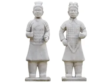 Set van 2 Japanse krijgers – steen – 125 cm – wit/grijs