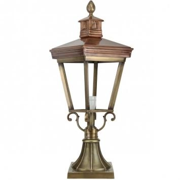 Terraslamp koper - zware lamp op voet - klassieke tuinlamp