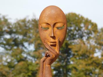 Beeld ''the mask'', gietijzeren kunst, beeld voor in huis of in de tuin, rustiek