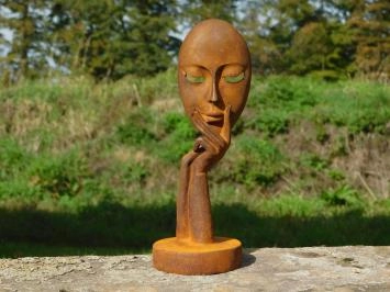 'Le Masque' - sculpture abstraite en fonte - 28 cm - rustique