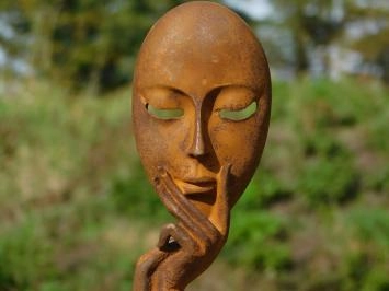 'Le Masque' - sculpture abstraite en fonte - 28 cm - rustique