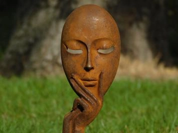 'Le Masque' - sculpture abstraite en fonte - 28 cm - rustique
