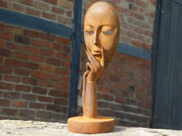 'Le Masque' - sculpture abstraite en fonte - 28 cm - rustique