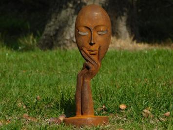 Beeld ''the mask'', gietijzeren kunst, beeld voor in huis of in de tuin, rustiek