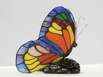 Schmetterlingslampe im Tiffany-Stil – Buntglas – 22 cm
