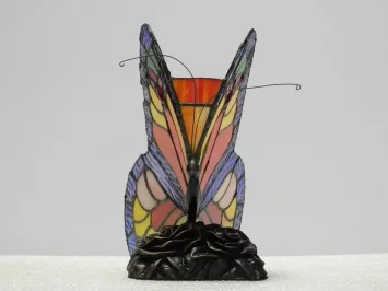 Lampe papillon de style Tiffany – verre coloré – 22 cm