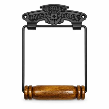 Toiletrolhouder Victoria – metaal en hout – klassiek