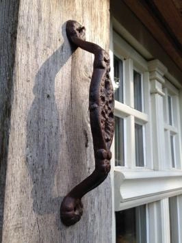 Griff, Türgriff schwarz, Gusseisen, antik