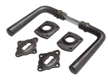 Set deurklinken met klink- en slotrozetten - BB - ijzer - donkerbruin