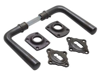 Set deurklinken met klink- en slotrozetten - BB - ijzer - donkerbruin