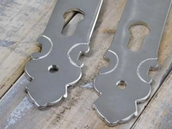Ensemble de quincaillerie de porte - nickel mat - poignées céramiques noires + plaques longues porte d'entrée PZ92