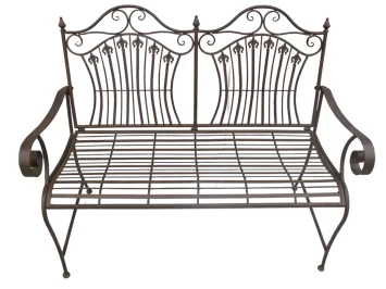 Sierlijke tuinbank van ijzer – 120 cm – rustiek bruin