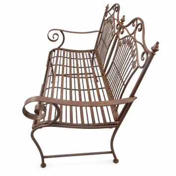Elegante Gartenbank aus Eisen – 120 cm – rustikales Braun