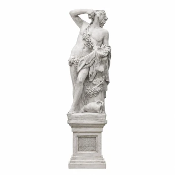 Dionysus Bacchus - tuinbeeld op sokkel - steen - 200 cm - klassiek