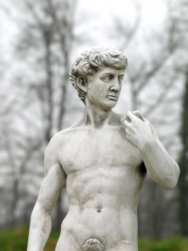 David sur socle - statue de jardin en pierre - 170 cm - blanc classique