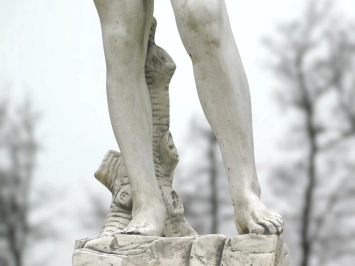 David sur socle - statue de jardin en pierre - 170 cm - blanc classique