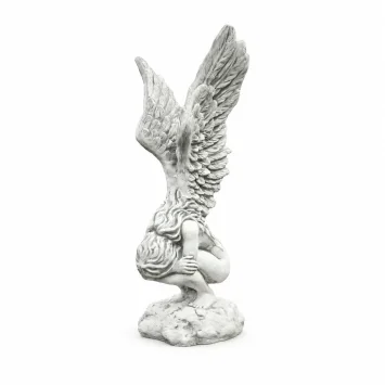 Knielende engel - vleugels omhoog - steen - 119 cm