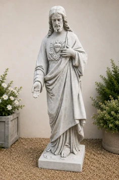 Große Gartenstatue von Jesus – Heiliges Herz – 120 cm hoch