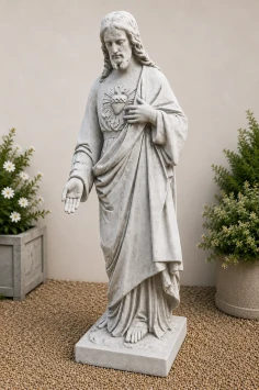 Große Gartenstatue von Jesus – Heiliges Herz – 120 cm hoch
