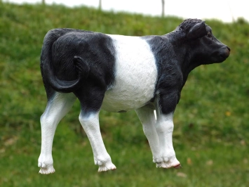 Veau - statue en polystone - 105 cm - noir/blanc - en détail