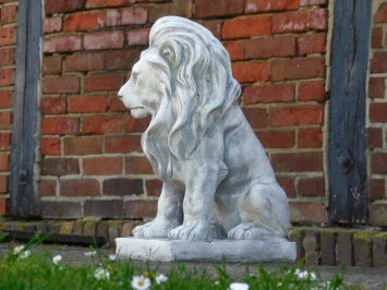 Statue de lion en pierre pour jardin - statue d'extérieur imposante - 60 cm de haut