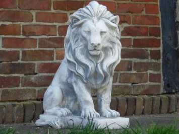 Statue de lion en pierre pour jardin - statue d'extérieur imposante - 60 cm de haut