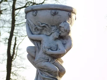 Mann und Frau mit Schale – Klassische Gartenstatue – Stein