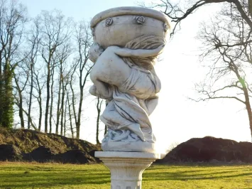 Homme et femme avec un bol – Statue de jardin classique – Pierre