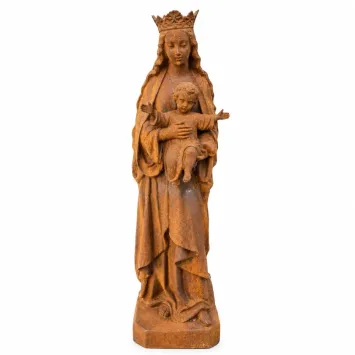 Gartenstatue der Maria mit Jesus - gusseiserne Madonna