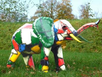 Beeld Olifant - 115 cm - Handgemaakt Kunstwerk - Kleur