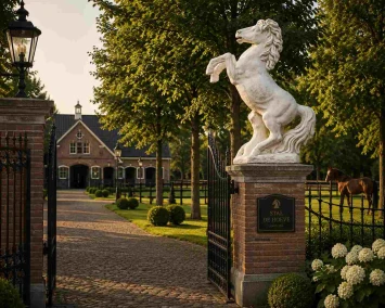 Steigerend paard - stenen tuinbeeld - 130 cm - klassiek