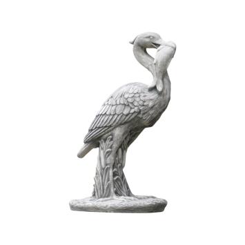 Tuinbeeld reiger met vis - 90 cm - steen - vijverbeeld