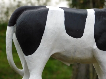 Taureau XL en polystone – 120 cm – sculpture en noir et blanc