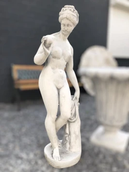 Venus met appel - stenen beeld - 114 cm - klassiek wit