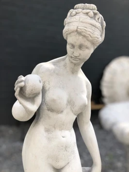 Venus mit Apfel - Statue aus Stein - 114 cm - klassisch weiß